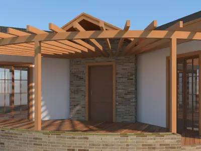 Prefabric House With Pergola 3D model