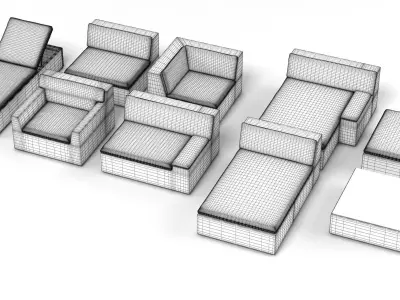 Dedon Lou Modular Rattan Garden Furniture Collection 3D model