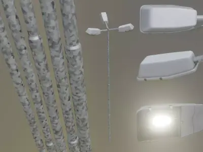 Street Light 5 Galvanized F3 M1 K0 A2 6000mm Low-poly 3D model