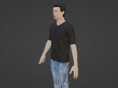 Cyber Character- Robot Man Low-poly 3D model