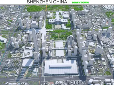 Shenzhen Downtown China Low-poly 3D model