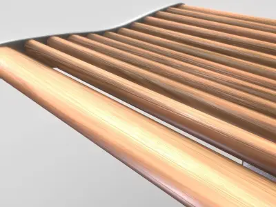 Bench 5 Low-Poly Wood Steel Mixed Version Low-poly 3D model