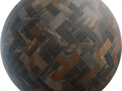 Polished Slate Herringbone Tiles PBR Texture  Texture