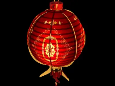 Chinese red lantern Low-poly 3D model