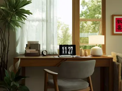 Bedroom interior scenes Low-poly 3D model