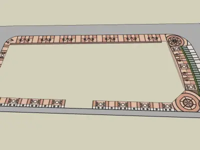 Sketchup landscape park in front of shopping mall 3d model 3D model