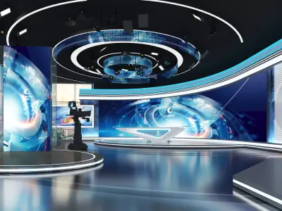 Virtual Broadcast Studio Low-poly 3D model