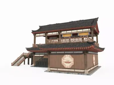 Ancient Asian Architectural Noodles 3D model