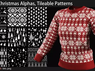 100 Christmas Alphas Tileable Patterns  Texture