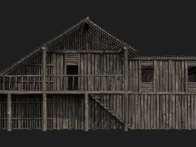 Old Wooden Building 4K Textures GameReady 182 Low-poly 3D model