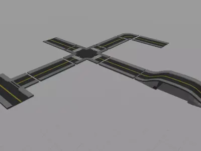 road way fat pack Low-poly 3D model