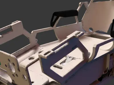 Hospital Ventilator SciFi Medical Bed Set Low-poly 3D model