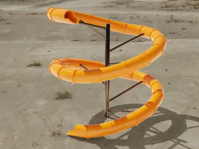 Water Slide Low-poly 3D model 2