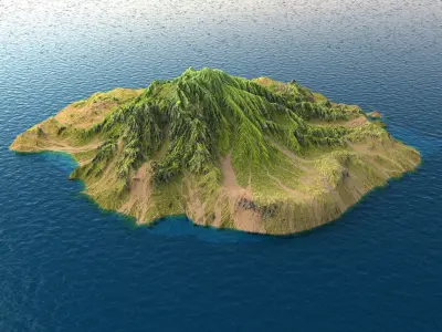 Tropical Island Terrain 7 Low-poly 3D model
