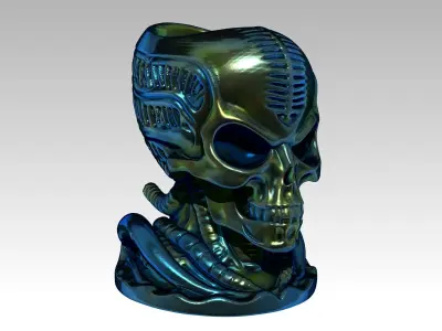 Cactus planter alien Skull 3D print model