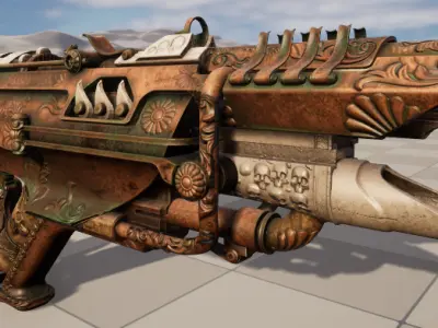 steampunk submachine gun Low-poly 3D model