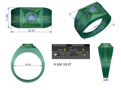 Mens Ring  Render 3dm STL OBJ FBX Details 3D print model 4