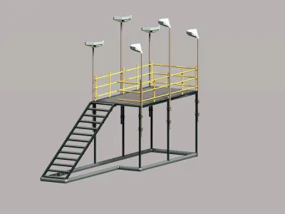 Modular mounting small platform with light  Low-poly 3D model