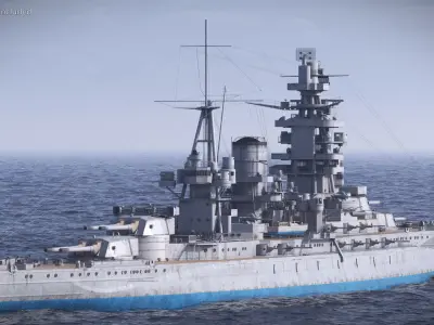 Weathered Naval Warship with Corrosion and Paint Damage Grey Used Rigged for Cinema 4D 3D model