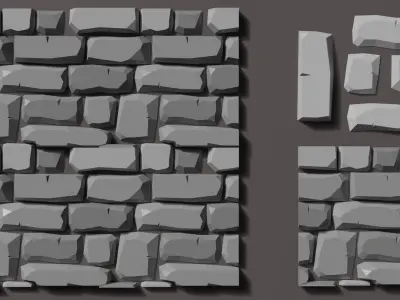 Stylised low poly Paved cobble stone Free low-poly 3D model