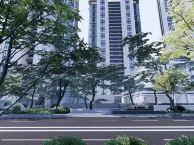 Commercial along the street 3D model