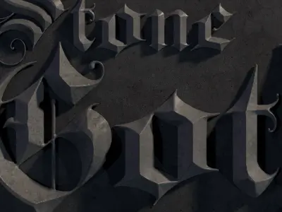 Elegant medieval gothic letter A-Z 3D model