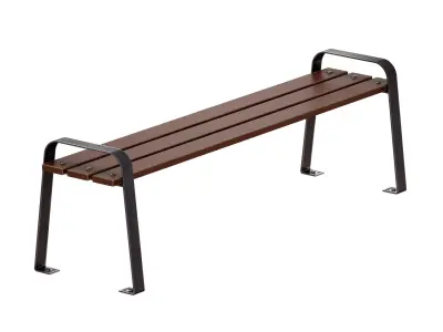 Bench made of metal and wood 3D model