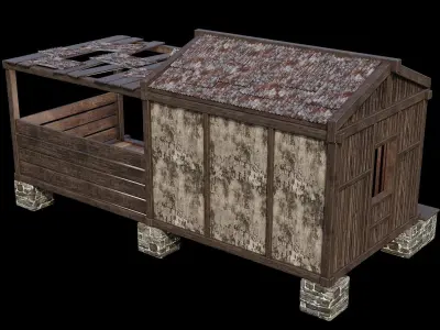 Medieval Houses 61- 4K Textures Game Ready Low-poly 3D model
