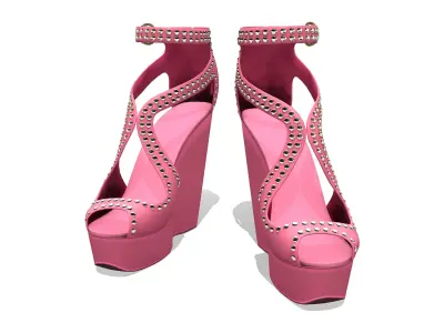 Timeless Studded Wedges Heel Shoes Low-poly 3D model