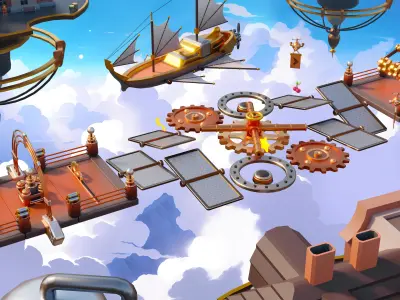 Platformer 13 Steampunk Low-poly 3D model