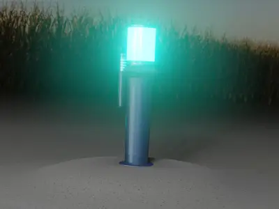 Low-Poly Blue Light Column 21 - Street Light Set-9 Low-poly 3D model