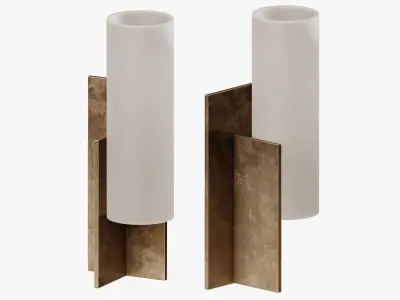 French Modernist Steel and Glass Table Lamps by Boris Lacroix 3D model