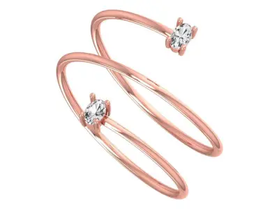 Solitaire Women Spiral Oval Stone Band Ring 3D print model