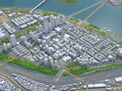 Yeouido District Seoul South Korea Low-poly 3D model