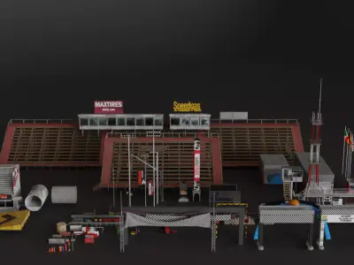 Old Race Track Props KITBASH Low-poly 3D model