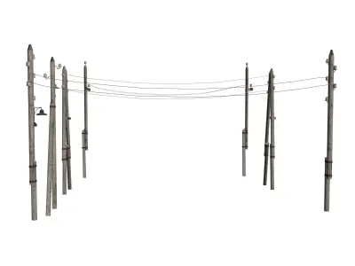 Electric pole PBR texture Low-poly 3D model