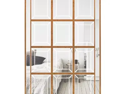 Beveled Glass Rectangular Framed Wall Mirror MMR1748 3D model