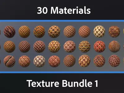 30 Materials Skin Alien Seamless PBR Bundle 1 Texture