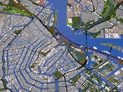 Amsterdam City of Europe Low-poly 3D model