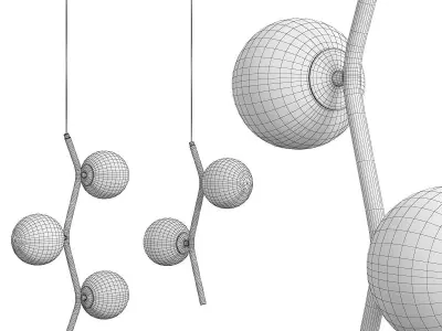 MATHIA pendant light in brass with balls Low-poly 3D model