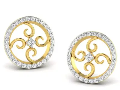 Rose Gold Diamond Women Earring 3D print Model 3D print model 10