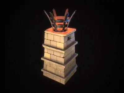 Stylized torch column Low-poly 3D model
