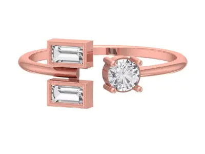 Three Stone Light Weight Band Ring 3D print model