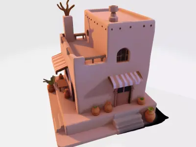 Desert Oasis Home 3D Model  3D print model