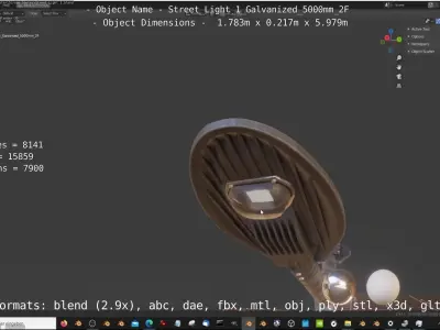 Street Light 1 Galvanized 5000mm 2F Low-poly 3D model