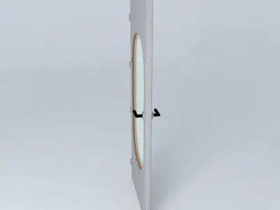 Wording 0 3D door very detail with glass lock and hinger Free 3D model