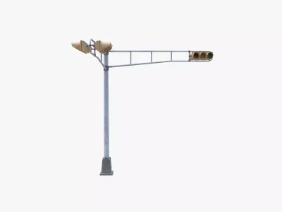 Street Light With Traffic Light 02 Low-poly 3D model