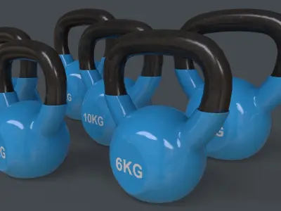 PBR 4-16KG Kettlebell V1 - Blue Light Low-poly 3D model