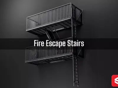 Fire Escape Stairs  3D Asset Low-poly 3D model