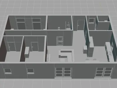 Low-Poly Interior Blockout Layout-Space Planning Model Low-poly 3D model